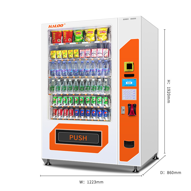 Combo Drinks And Snakes Vending Machine 24 Hours 21.5 Inch Touch Screen Beer Caco Vending Machine