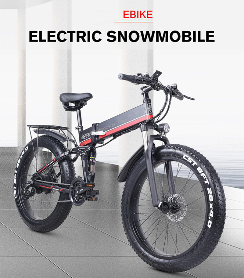 TOP1 folding 48v 500W 1000w electric fat tire bike ebike 26*4.0 21 Speed e fatbike mtb beach snow fat tyre cycle mountain mtb