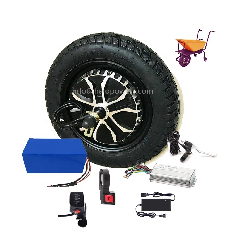 36v 48v 500w Electric Wheelbarrow Hub Motor Wheel 40n.m Single And Double Shaft Wheel 10 Inch Geared Hub Motor