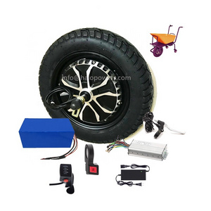 36v 48v 500w Electric Wheelbarrow Hub Motor Wheel 40n.m Single And Double Shaft Wheel 10 Inch Geared Hub Motor