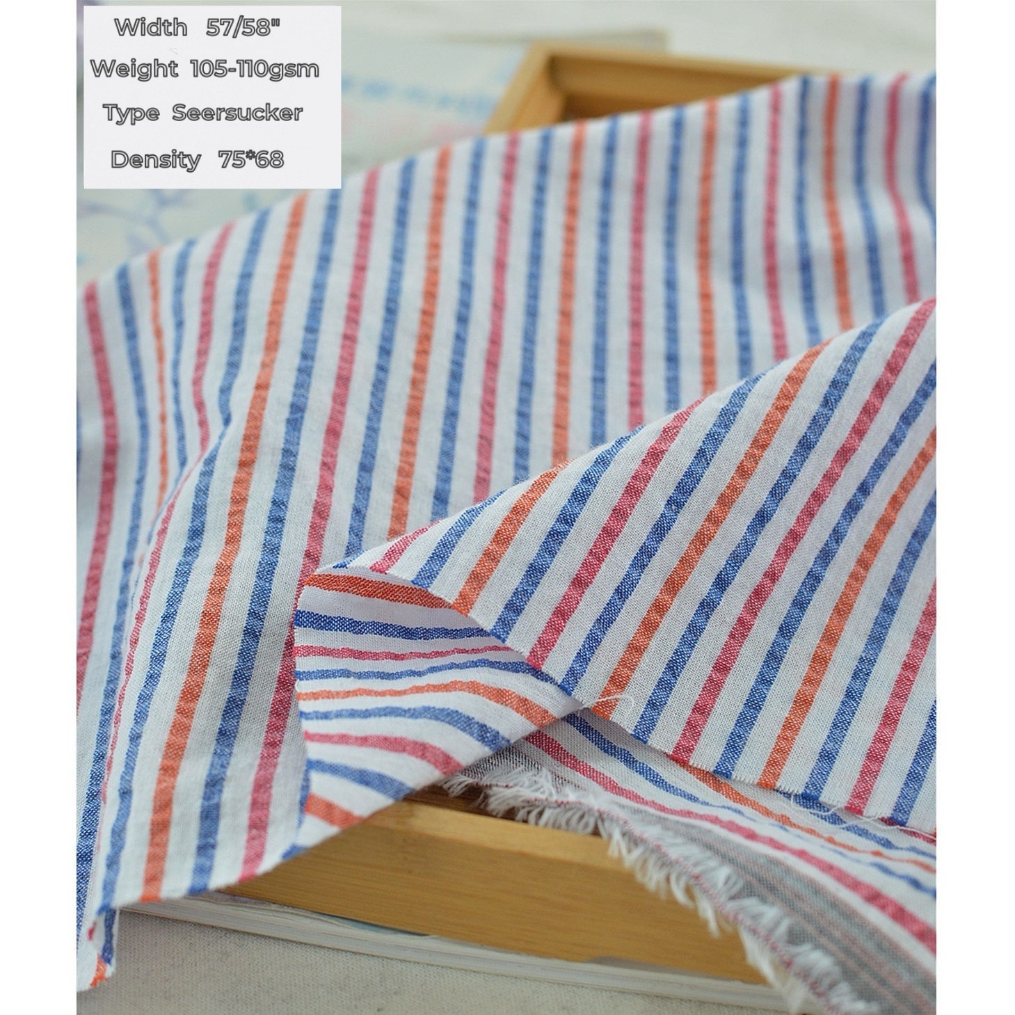 fashion new design good quality 100% cotton yarn dyed seersucker woven import cloth from nantong china customize fabrics