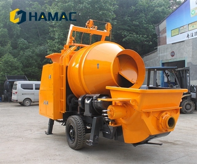 HAMAC Mini Portable Trailer Concrete cement mixer with pump DHTB15 concrete mixers pumps machines