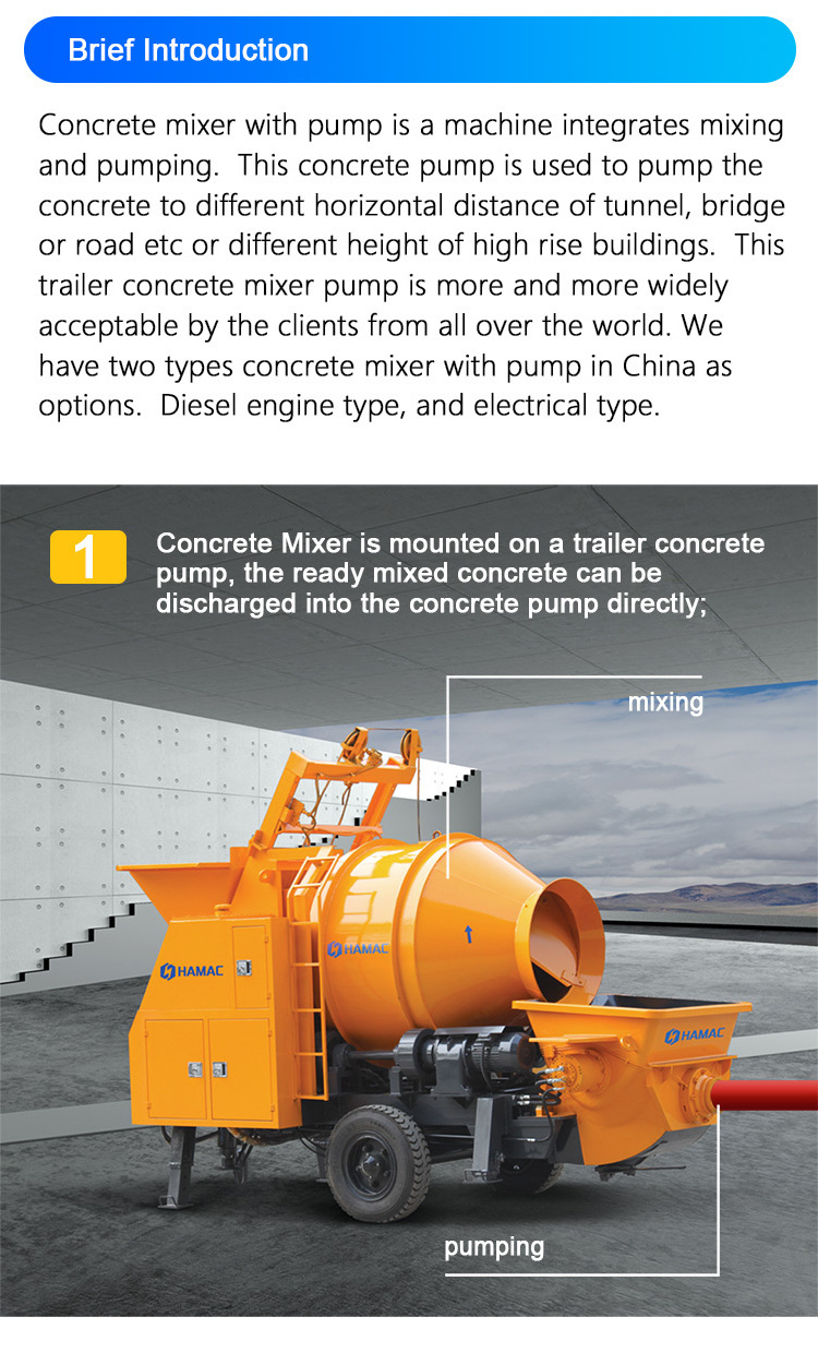 truck mounted concrete mixer pump small site trailer concrete mixer pump mobile diesel C3 concrete mixer pump