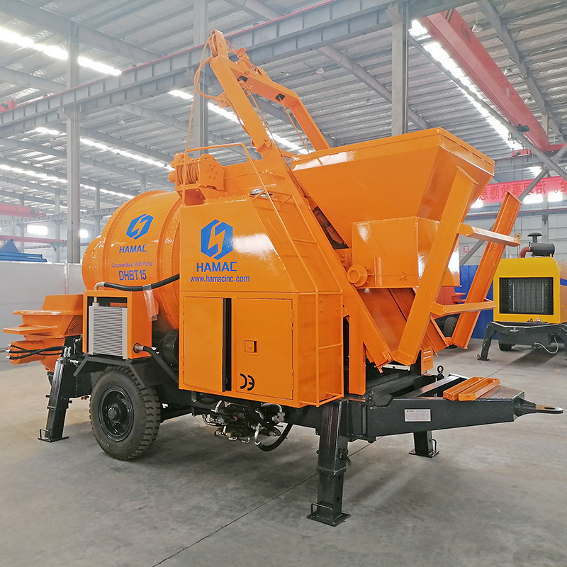 Best Price HAMAC trailer mounted mobile portable cement Concrete Mixer With Pump