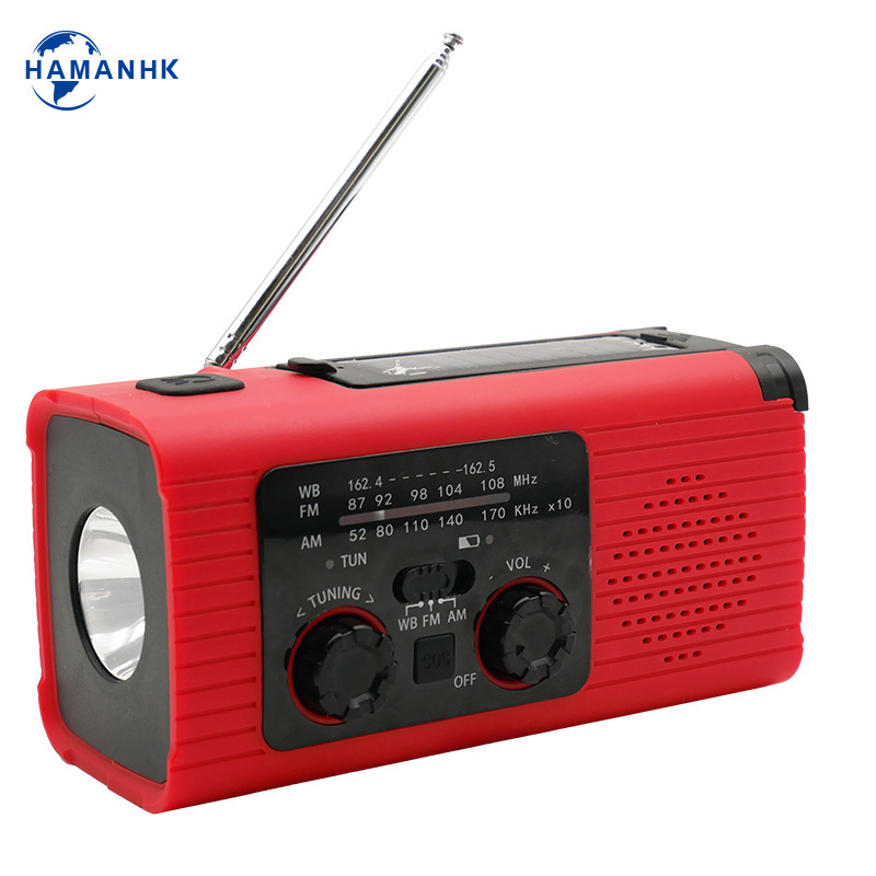 HAMAN emergency dynamo portable hand crank am fm solar radio with led flashlight