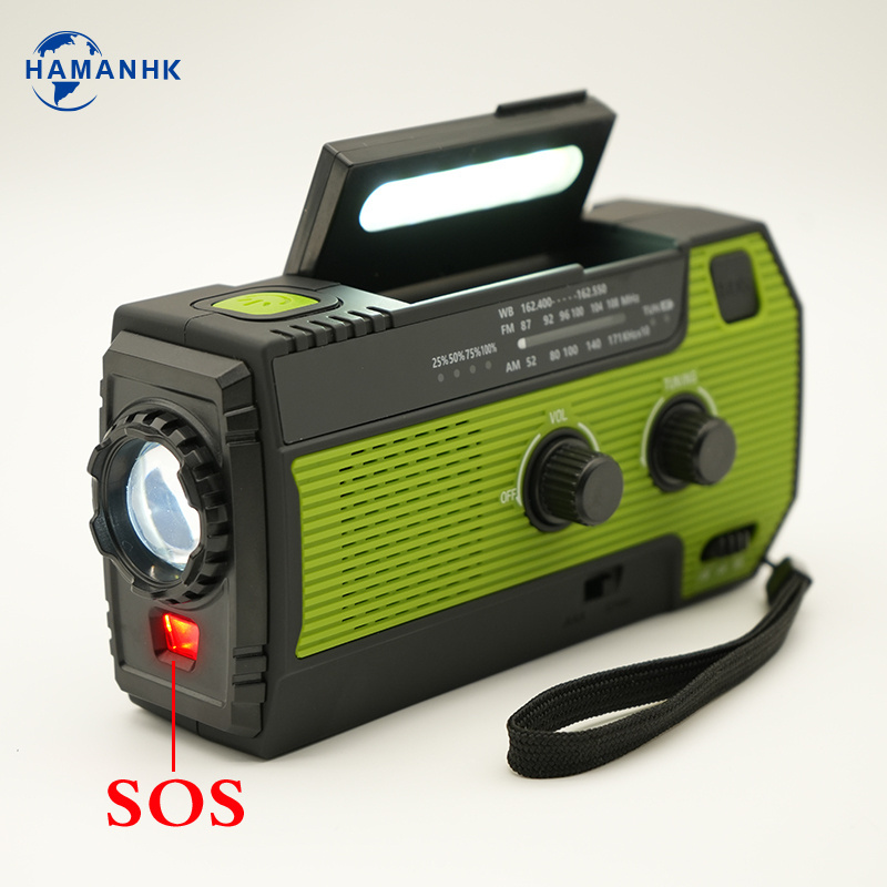 HAMAN OEM Best Emergency Radios Survival Led Flashlight Crank NOAA Weather Radio 4000mah with phone charger and generator