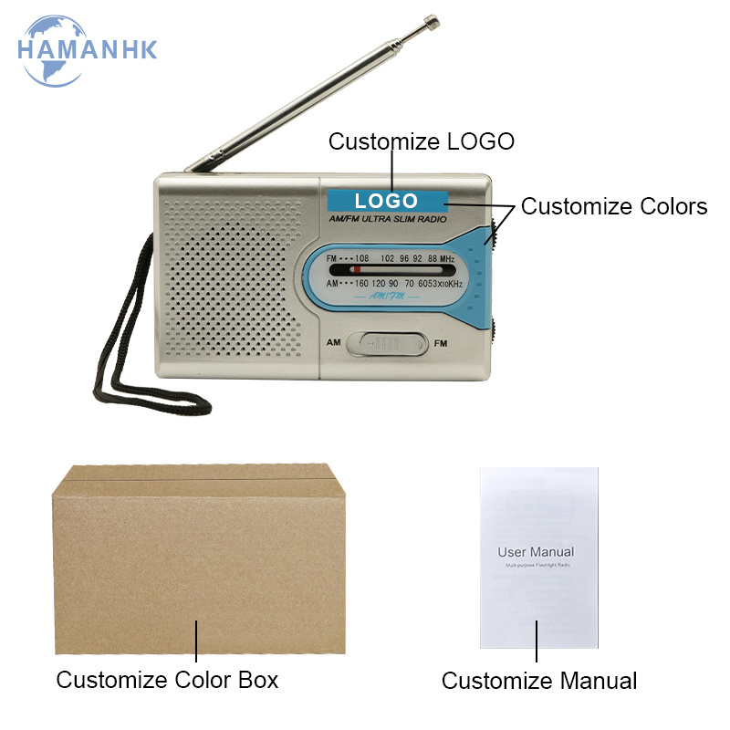 HAMAN Am Fm 2 Band Pocket Radios Receiver Mini Portable Radio With Earphone jack