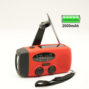 Haman Factory wholesale 2000Mah Portable mini AM FM NOAA Solar Powered Radio with hand crank solar and USB and flashlight