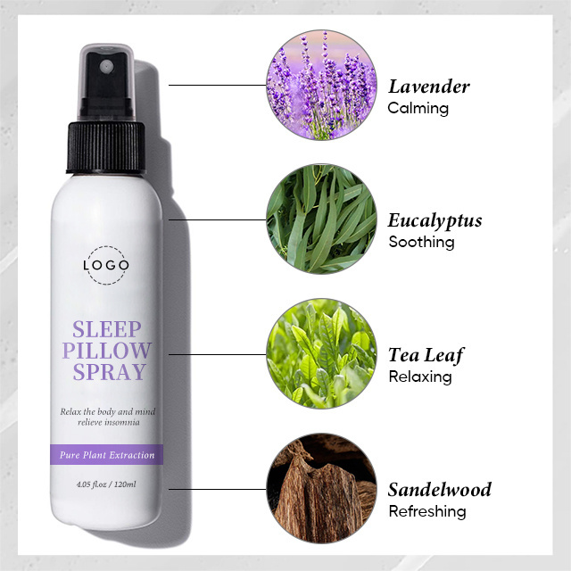 Oem Odm 120ml Eucalyptus Lavender Oil Aromatherapy Natural Pillow Spray Mist For Deep Sleep Stress And Anxiety