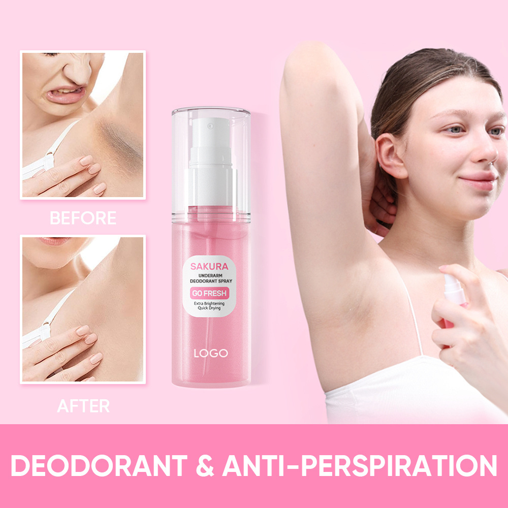 Customize Natural Armpit Whitening Anti Bad-Odor Sakura Body Deodorant Perfume Spray Fragrance Mist Armpit For Men And Women