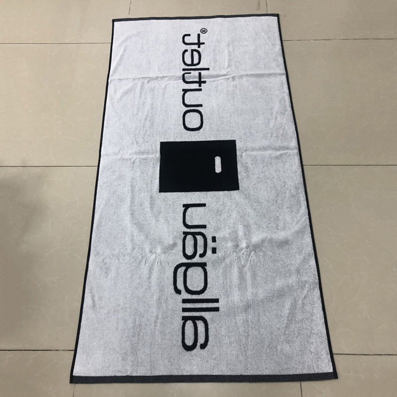 Luxury 100% COTTON TOWEL custom big LOGO woven jacquard beach towel