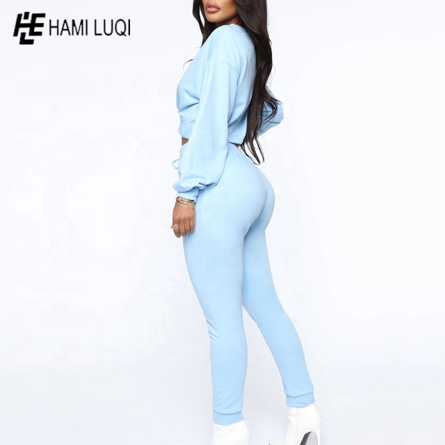 Wholesale Women's Oversized Cropped Hoodie and Joggers set Loungewear womens 2 piece set tracksuit