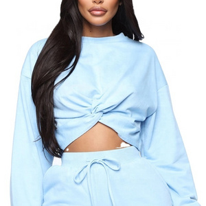 Wholesale Women's Oversized Cropped Hoodie and Joggers set Loungewear womens 2 piece set tracksuit