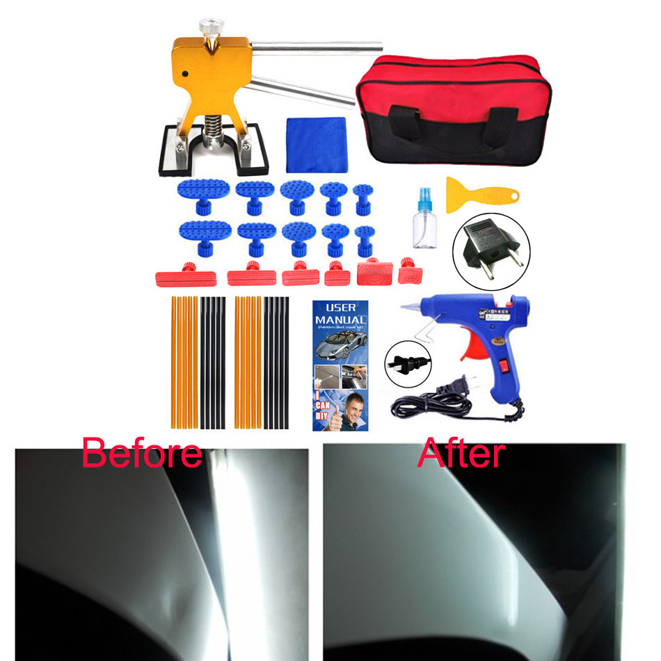 PDR king tools autobody dent removal kit red tool bag hail dent repair kit dent lifter with glue gun