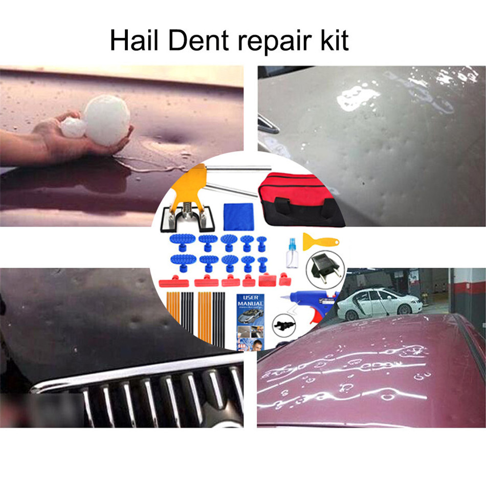 PDR king tools autobody dent removal kit red tool bag hail dent repair kit dent lifter with glue gun