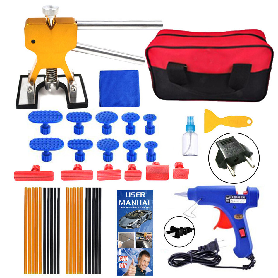 PDR king tools autobody dent removal kit red tool bag hail dent repair kit dent lifter with glue gun