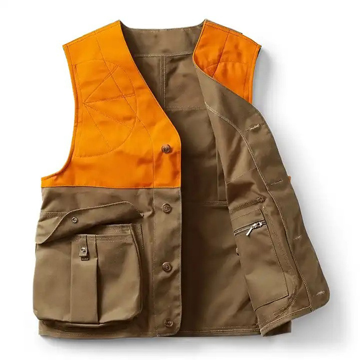 Unisex Modern Safety Unisex Shooting Vest Large Patch Pockets Attractive Breathable Orange Clay Shooting Vest with Custom Size