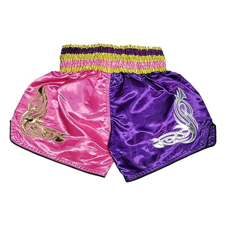 Boxing Shorts With Pink And Purple Color Custom Made Boxing Shorts Luxury New Design High Quality Boxing Shorts