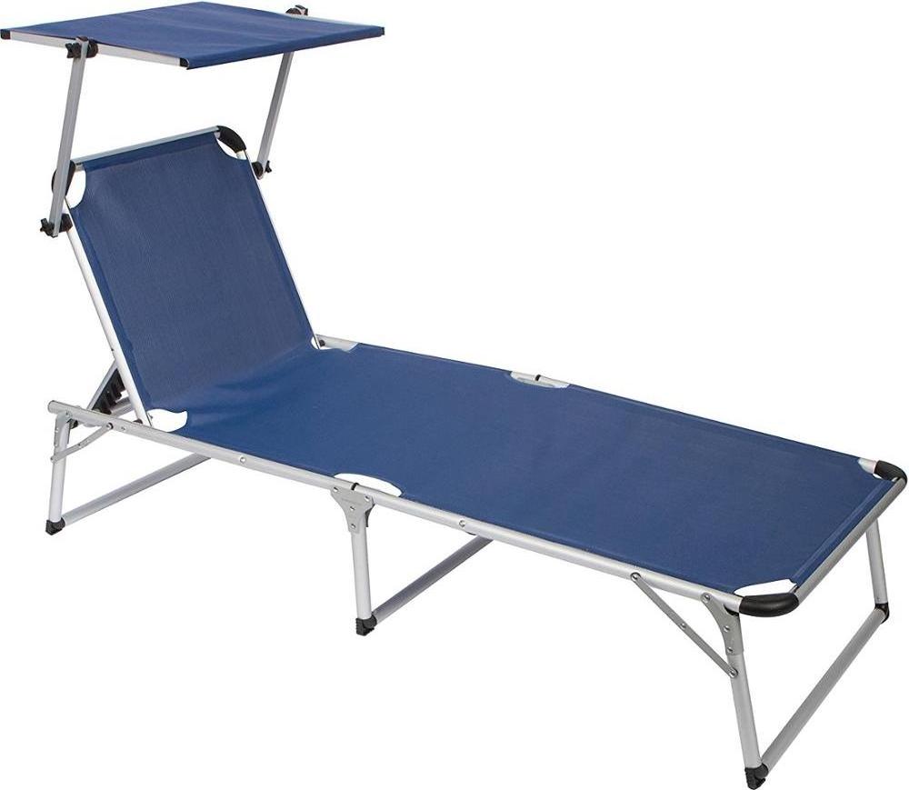 Outdoor Adjustable Beach Pool Patio Chaise Lounge Chair with Sun Shade