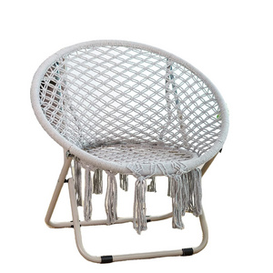 Cotton Handmade Cozy Saucer Chair with Folding Metal Frame For Bedroom