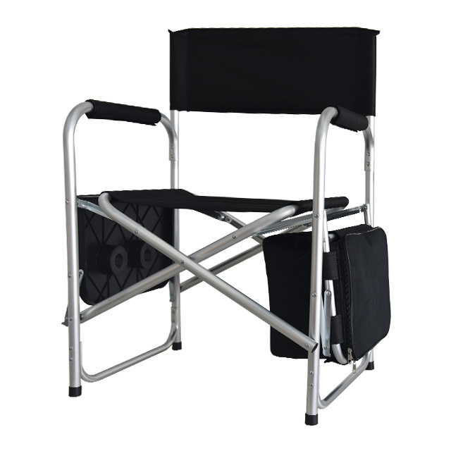 Heavy Duty Steel Or Lightweight Aluminum Camping Folding Director Chair with Cooler Bag and Side Table