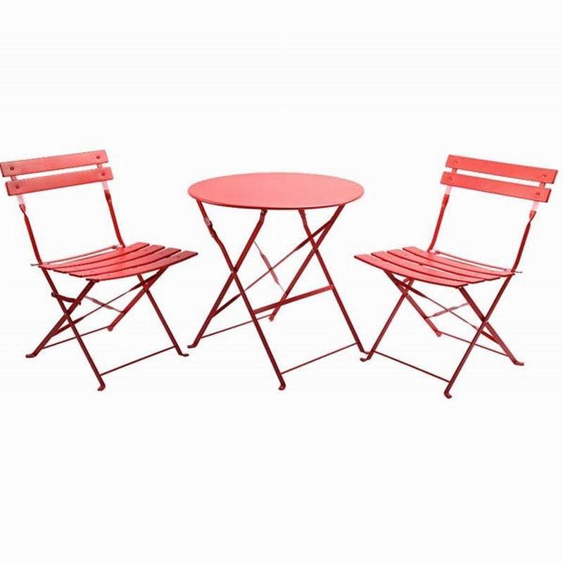 3 Piece Outdoor Patio Furniture Sets, Outdoor Bistro Set, Steel Folding Table and Chair Set