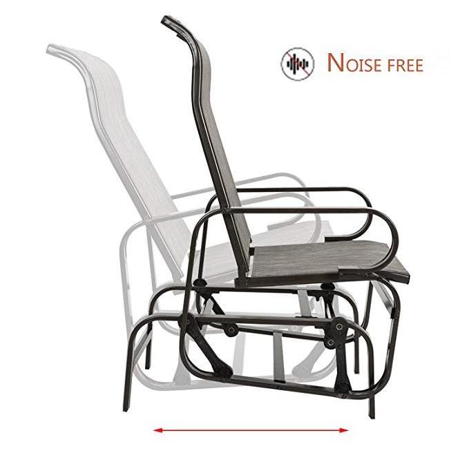 Patio Sling Rocker Chair, Outdoor Glider Rocking Lounge Chair, All Weatherproof, Grey