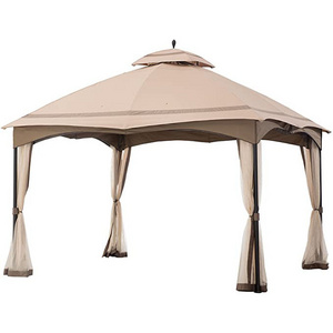 12' x 10' Outdoor Cabin-Style Soft Top Gazebo for Patios Canopy for Shade and Rain with Mosquito Netting And Metal Roof