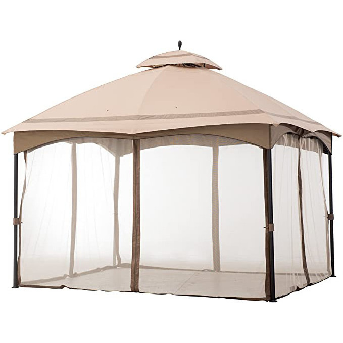 12' x 10' Outdoor Cabin-Style Soft Top Gazebo for Patios Canopy for Shade and Rain with Mosquito Netting And Metal Roof