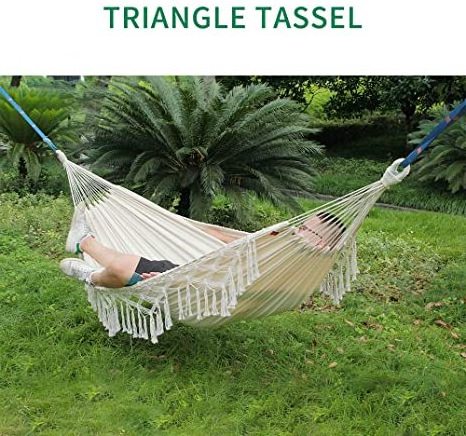 Outdoors Adult Double Cotton Hammock Hanging Swing with Tassels for trees