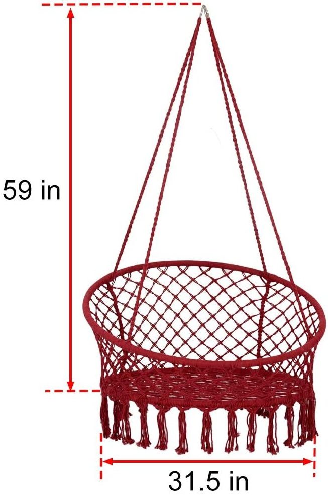 Danlong Hammock Chair Macrame Swing Handmade Weave Cotton Rope Hanging Chair With Hanging Hardware Kit Weaving Swing Chair