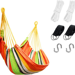 Danlong Hammock Chair Hanging Rope Swing Hanging Chair with Pocket Cotton Weave for Comfort Durability Perfect for Outdoor