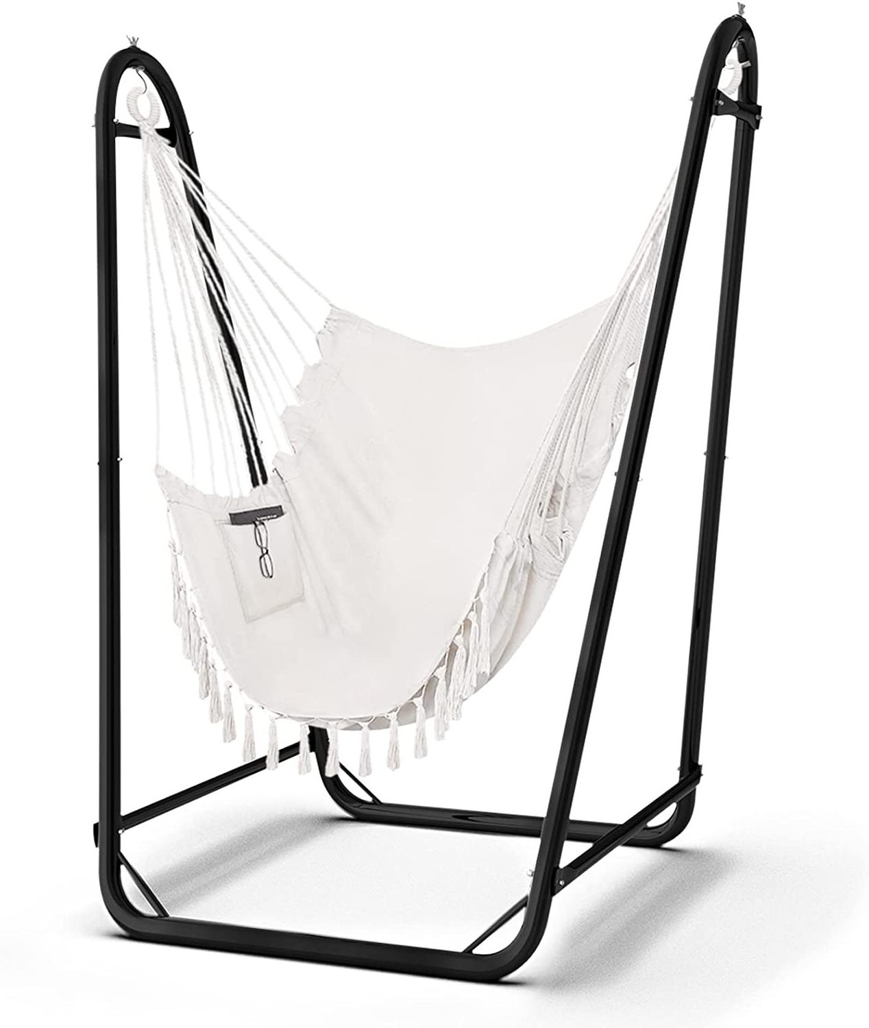 Heavy Duty Hanging Chair with Tassels Without Spreader Bar Hammock Chair With Stand Set