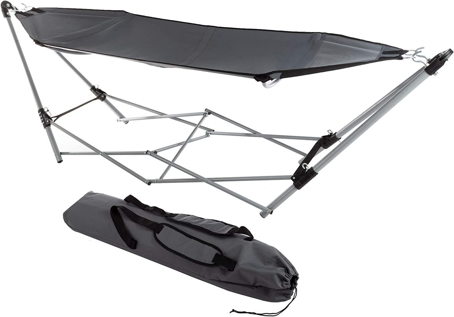 Portable Hammock with Stand Folding Lounge Camping Bed with Carry Bag for Outdoor Patio