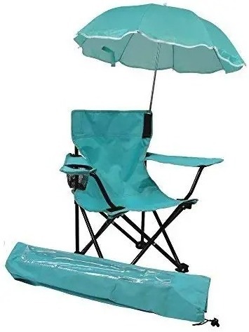 Kids Folding Beach Chair with Umbrella Baby Beach Camping Chair with Matching Shoulder Bag