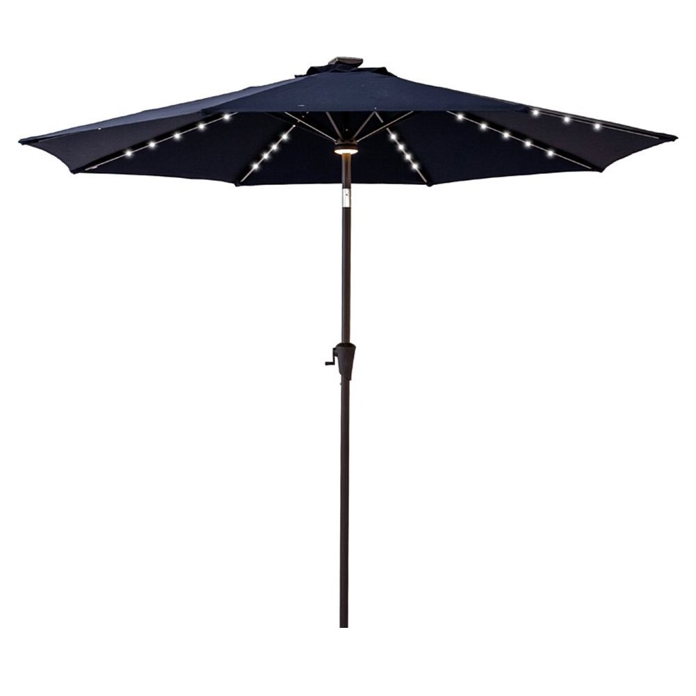 9 ft Outdoor Patio Market Umbrella with Solar LED Lights and Tilt