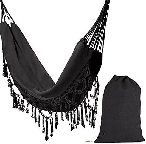 Outdoor Canvas Hammock Large Double Camping Hammock Swing Bed Cotton Hammock with Swing Tassels