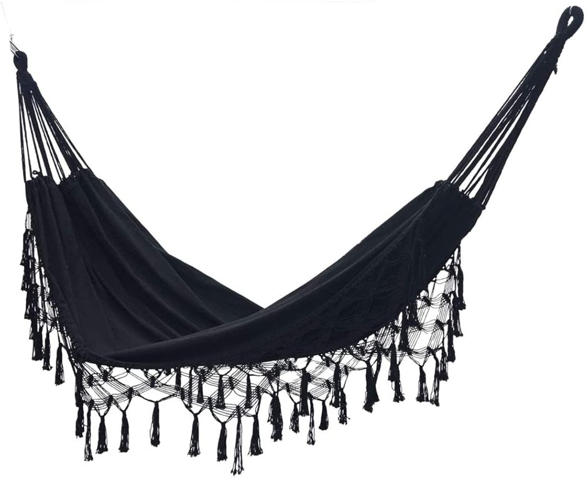 Outdoor Canvas Hammock Large Double Camping Hammock Swing Bed Cotton Hammock with Swing Tassels