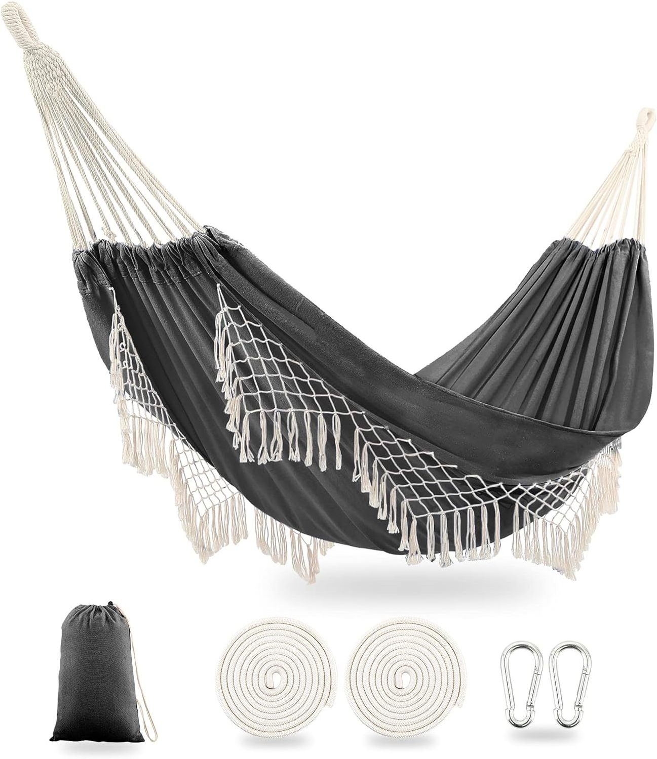 New Boho Macrame Hand-Woven Tassel Hanging Swing Cotton Camping Hammock