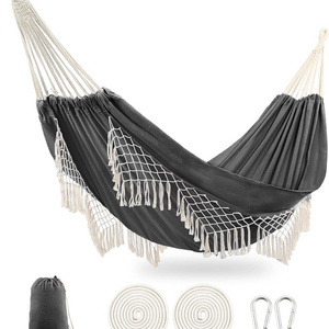 New Boho Macrame Hand-Woven Tassel Hanging Swing Cotton Camping Hammock