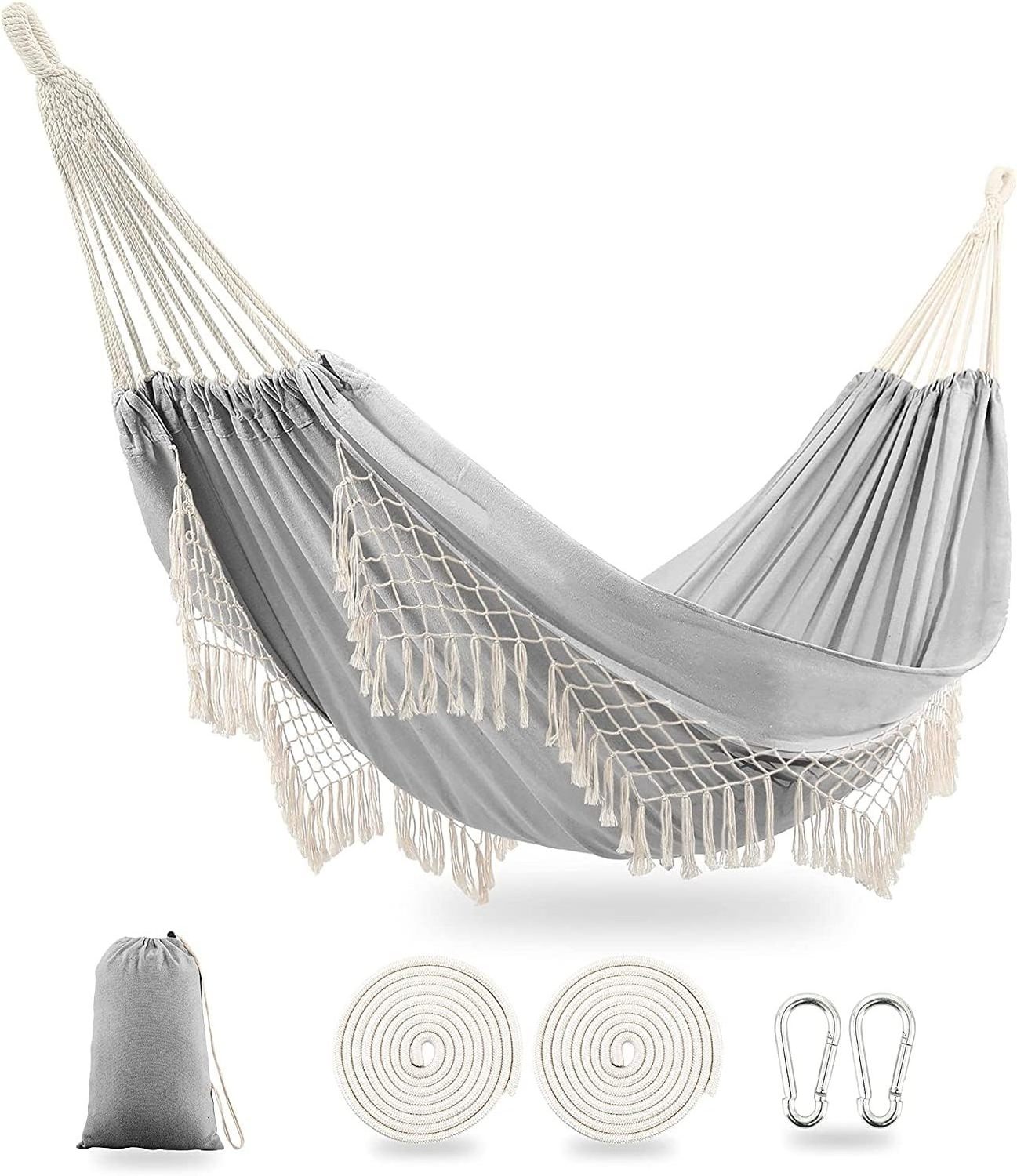 New Boho Macrame Hand-Woven Tassel Hanging Swing Cotton Camping Hammock