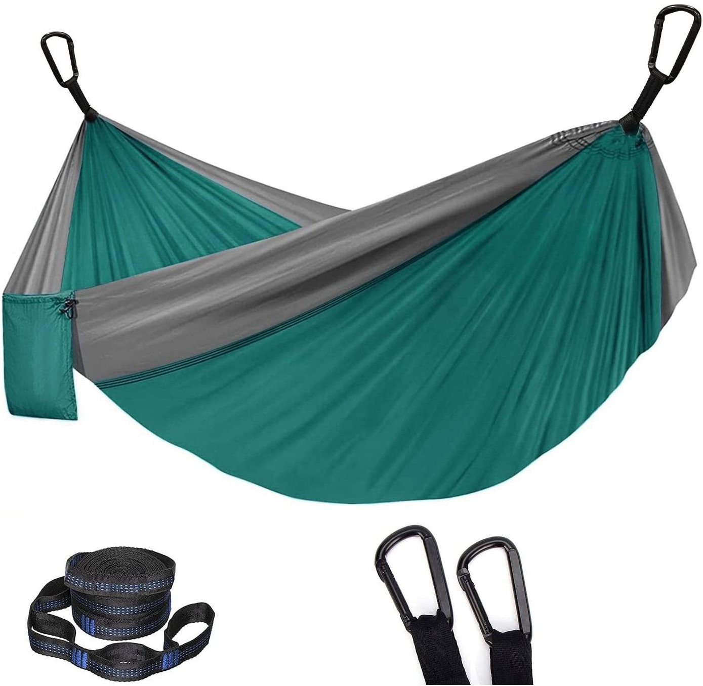 Parachute Outdoor Ultralight Flat Nylon Mesh Double Camping Hammock with Tree Straps