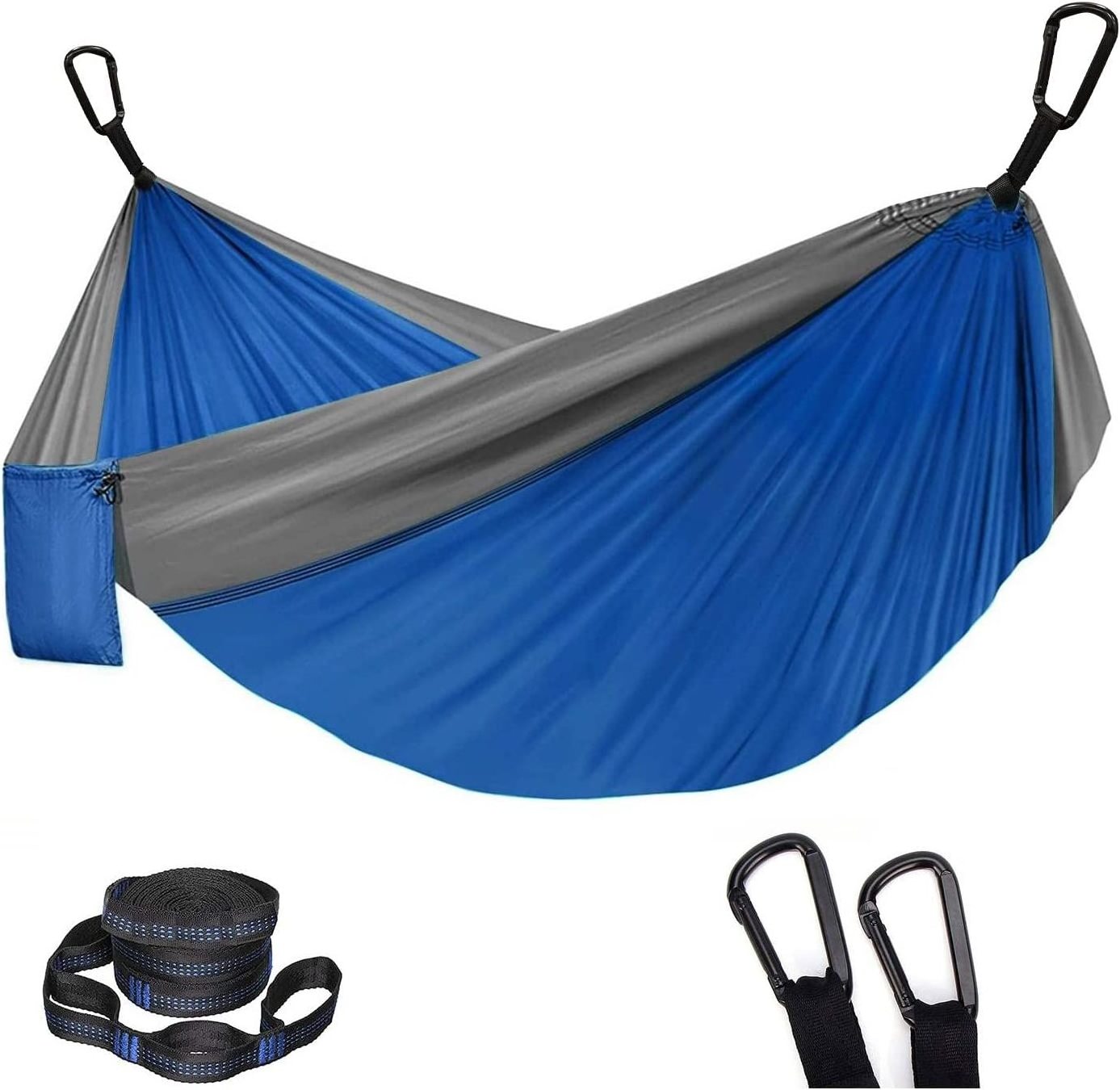 Parachute Outdoor Ultralight Flat Nylon Mesh Double Camping Hammock with Tree Straps