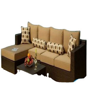 Outdoor Patio Wicker Furniture 4pcs Luxury Deep Seating Sofa Set with Cushions and Pillows