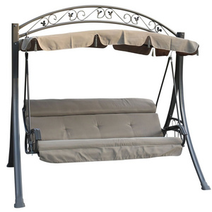 Outdoor garden patio swing 3 seat hanging swing cair  with Canopy Metal Outdoor Furniture Swing Chair