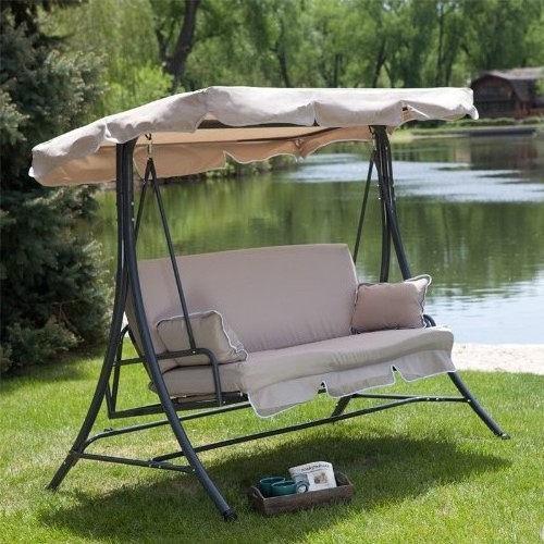 Outdoor garden patio swing 3 seat hanging swing cair  with Canopy Metal Outdoor Furniture Swing Chair