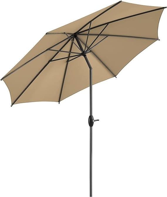 7.5FT Outdoor Aluminum Frame Patio Umbrellas Table Yard Market Umbrella with 8 Sturdy Ribs