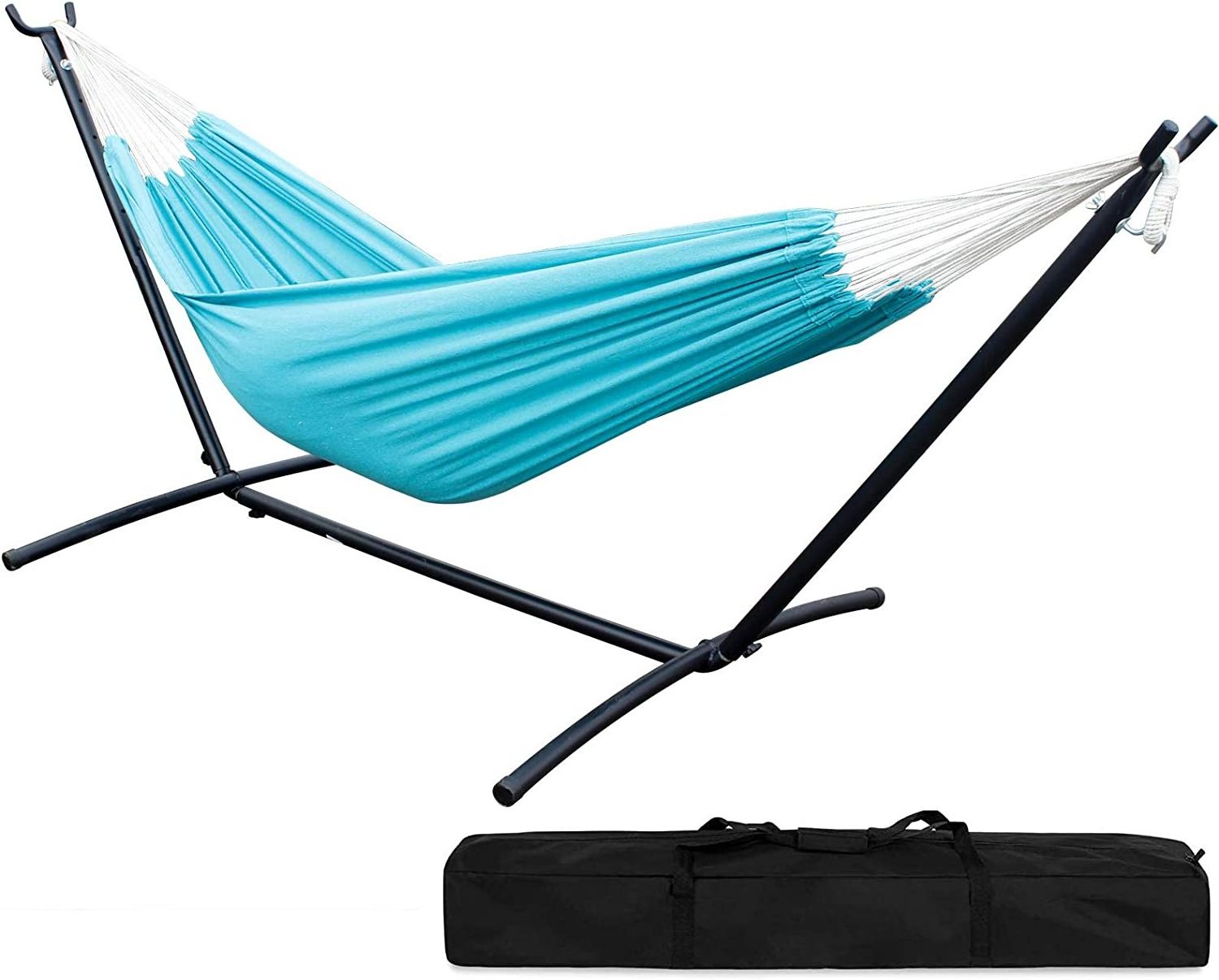 Danlong Hammock with Stand Portable Double Cotton Hammock Steel Stand Carrying Bag