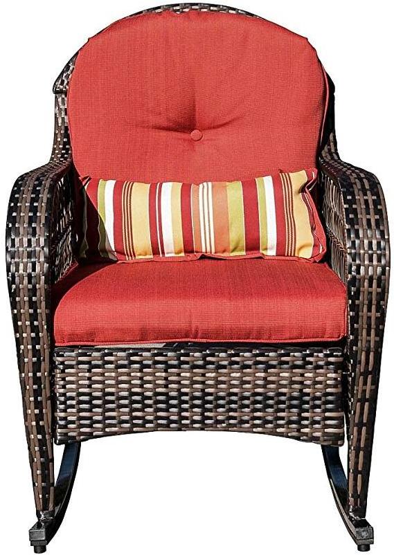 Outdoor Wicker Rocking Chair Rattan Outdoor Patio Yard Furniture All- Weather with Cushions Replacement