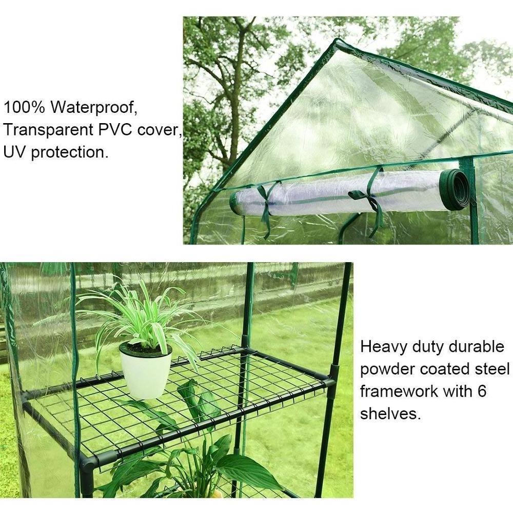 Outdoor Garden Portable Mini Walk-In Plant Greenhouse,3 Tiers 6 Shelves